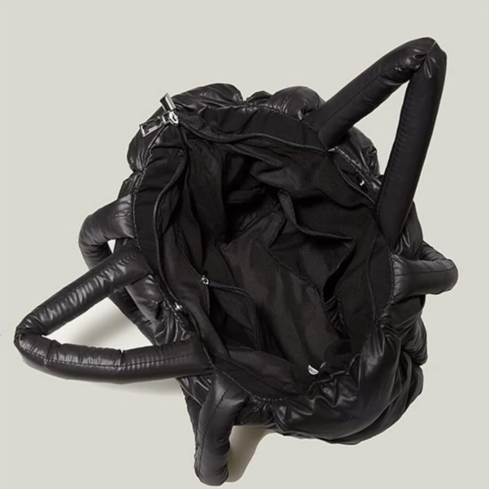 Chic Black Puffer Tote Bag - Picture 9 of 10